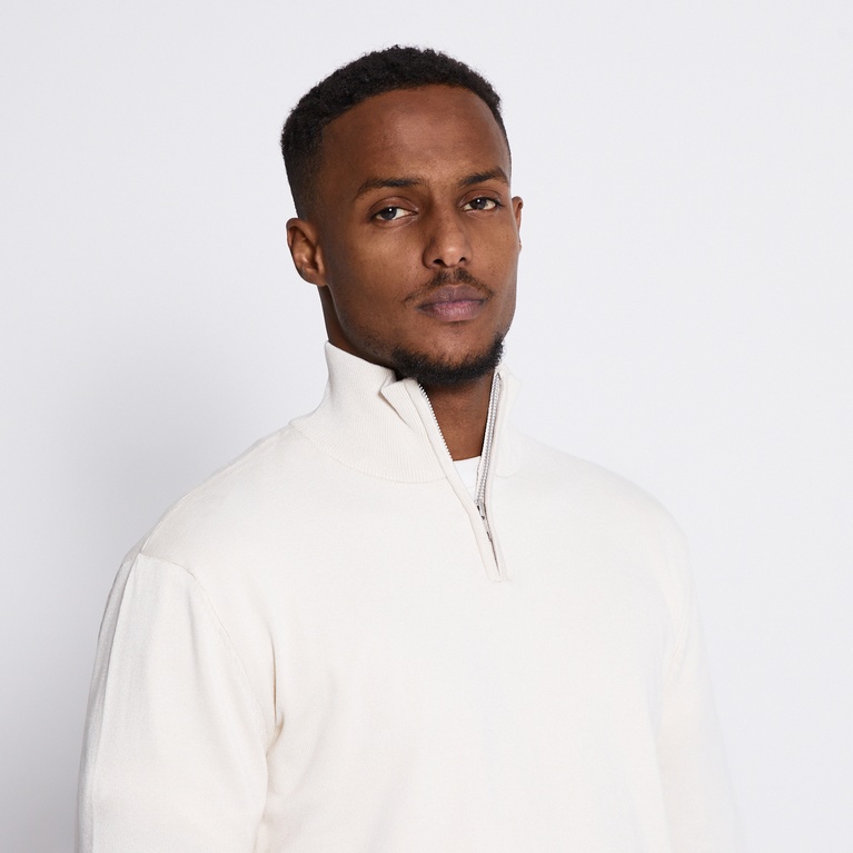 Half-zip knit sweater "Thin" Ivory